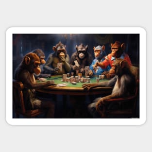 Monkey's Gambit: High-Stakes Poker with Serious Monkeys Sticker